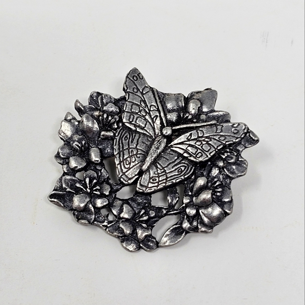 Vtg BIRDS & BLOOMS 1998 Limited Edition Pewter Butterfly Brooch